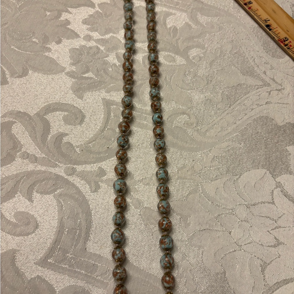 Murano vintage glass blue and gold foil necklace